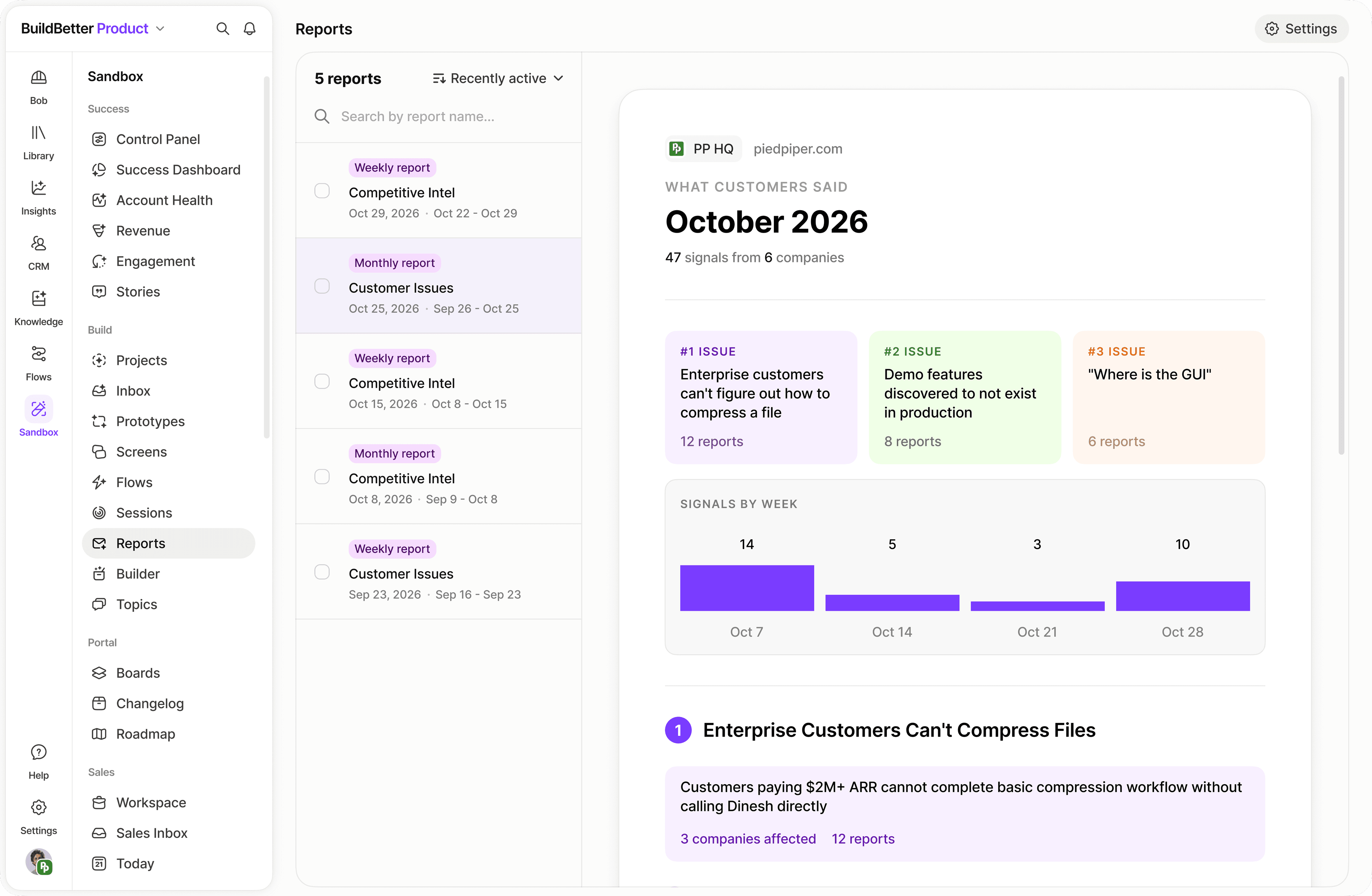 BuildBetter interface supporting Content Generation
