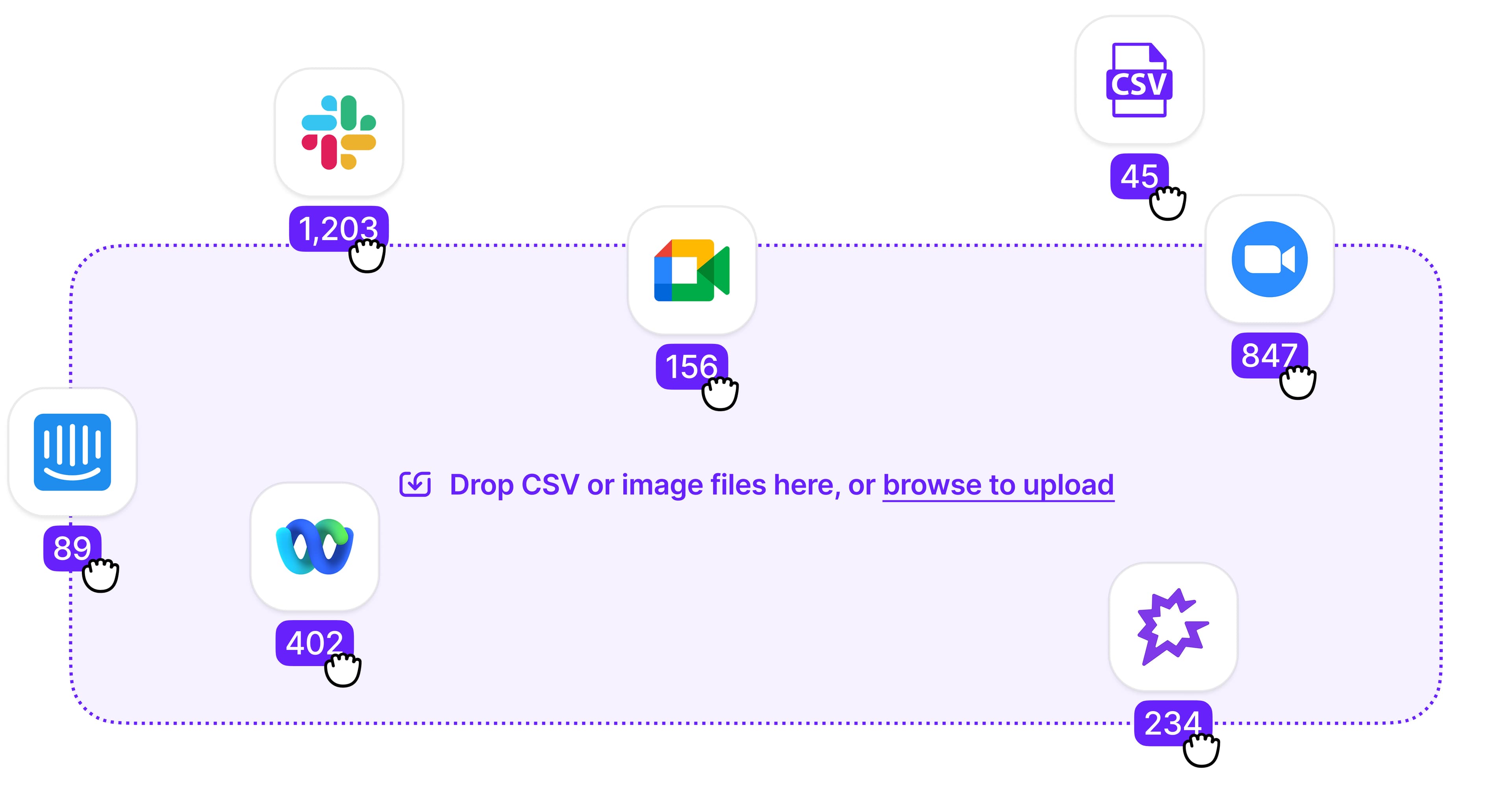 Import sources with integration logos